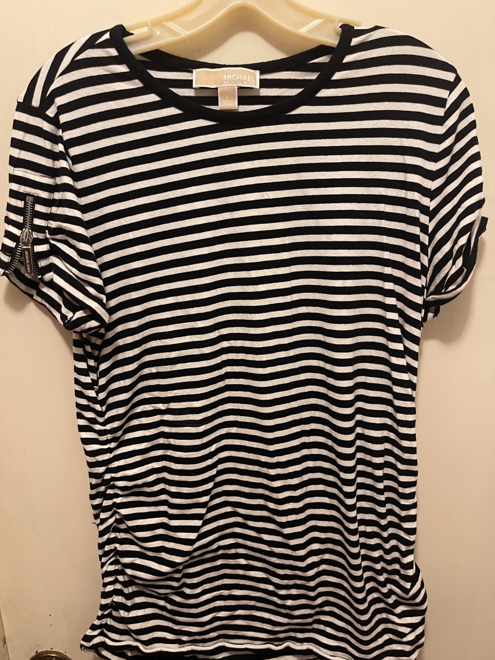 Michael Kors Black & White Striped Short-Sleeve Tee